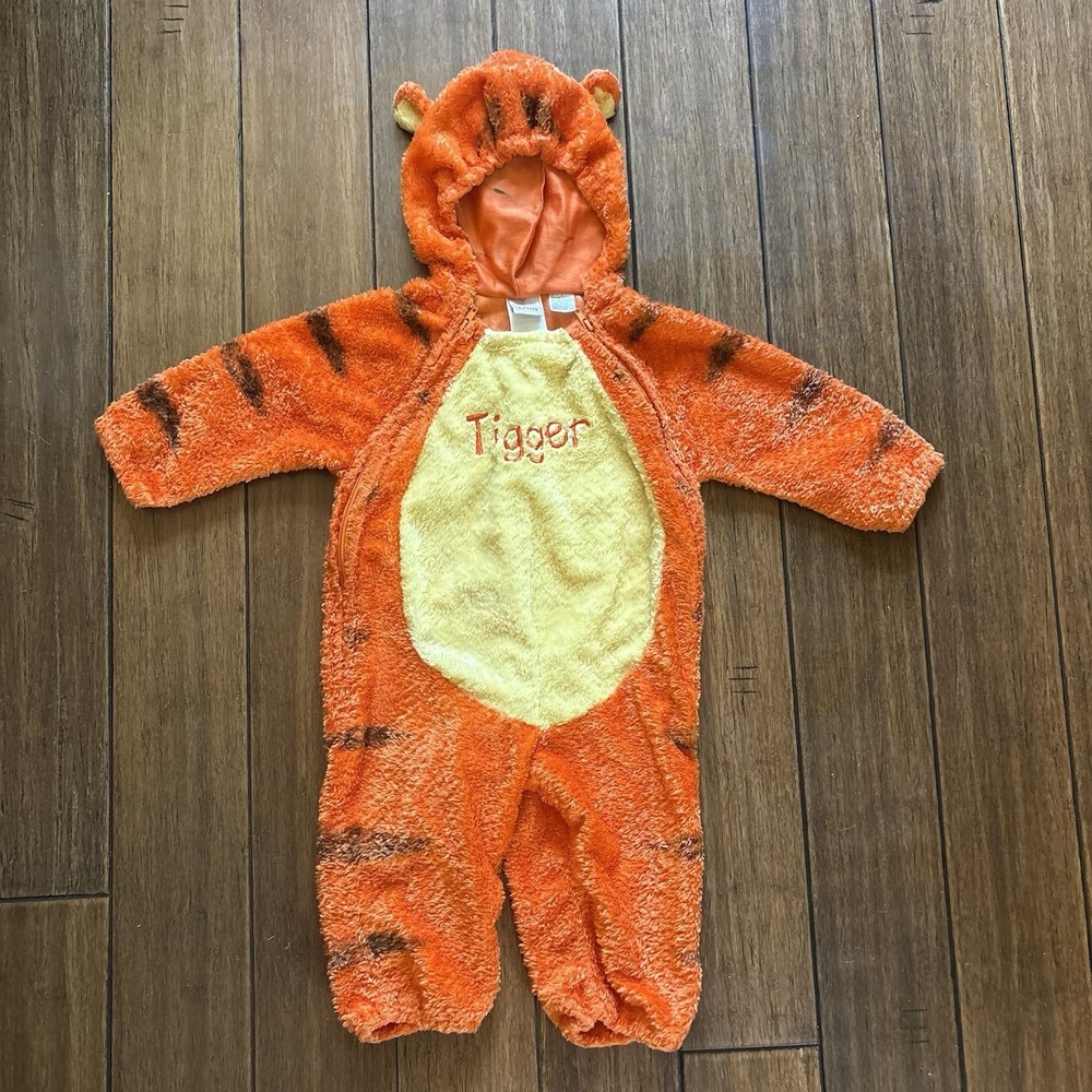 Disney Store Baby Tigger Plush Hooded Costume Sleeper 24 Months Orange Zip Up